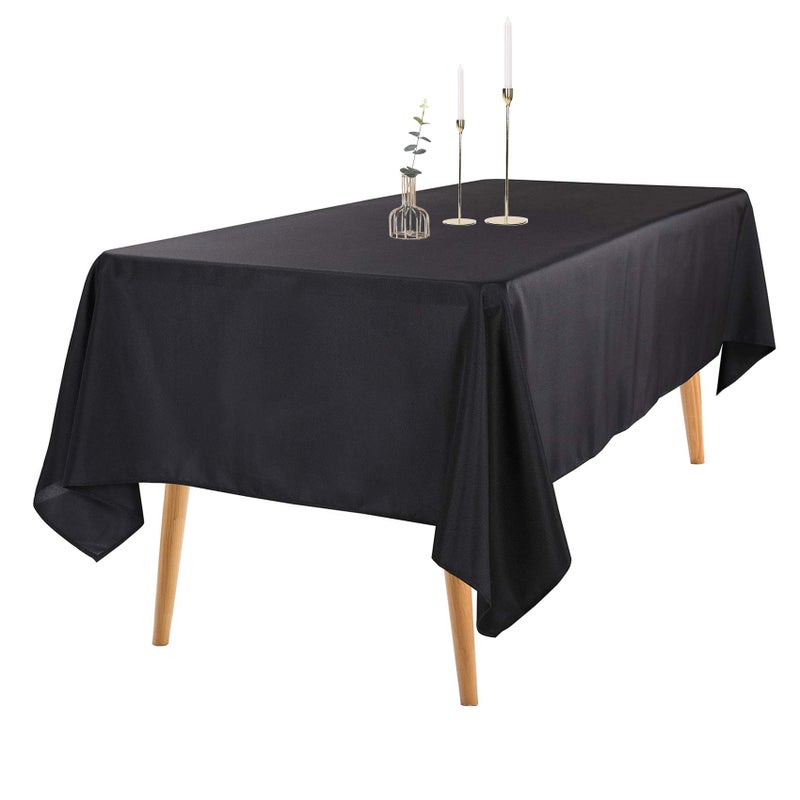 Ascoza 2pack 60x102 Inch Black Rectangular Tablecloth 6 Feet Table Cloth in Polyester Fabric for Wedding/Banquet/Restaurant/Parties - Image 1